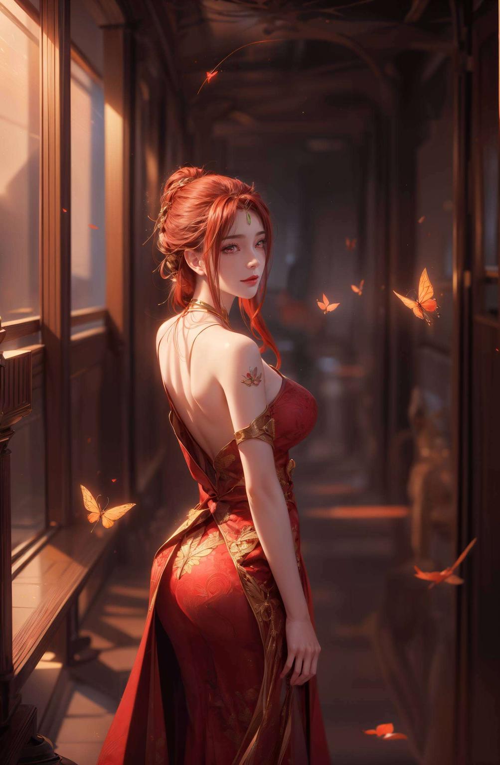 来看看这款绿色极简壁纸！高清的红凰图案简洁而不失大气