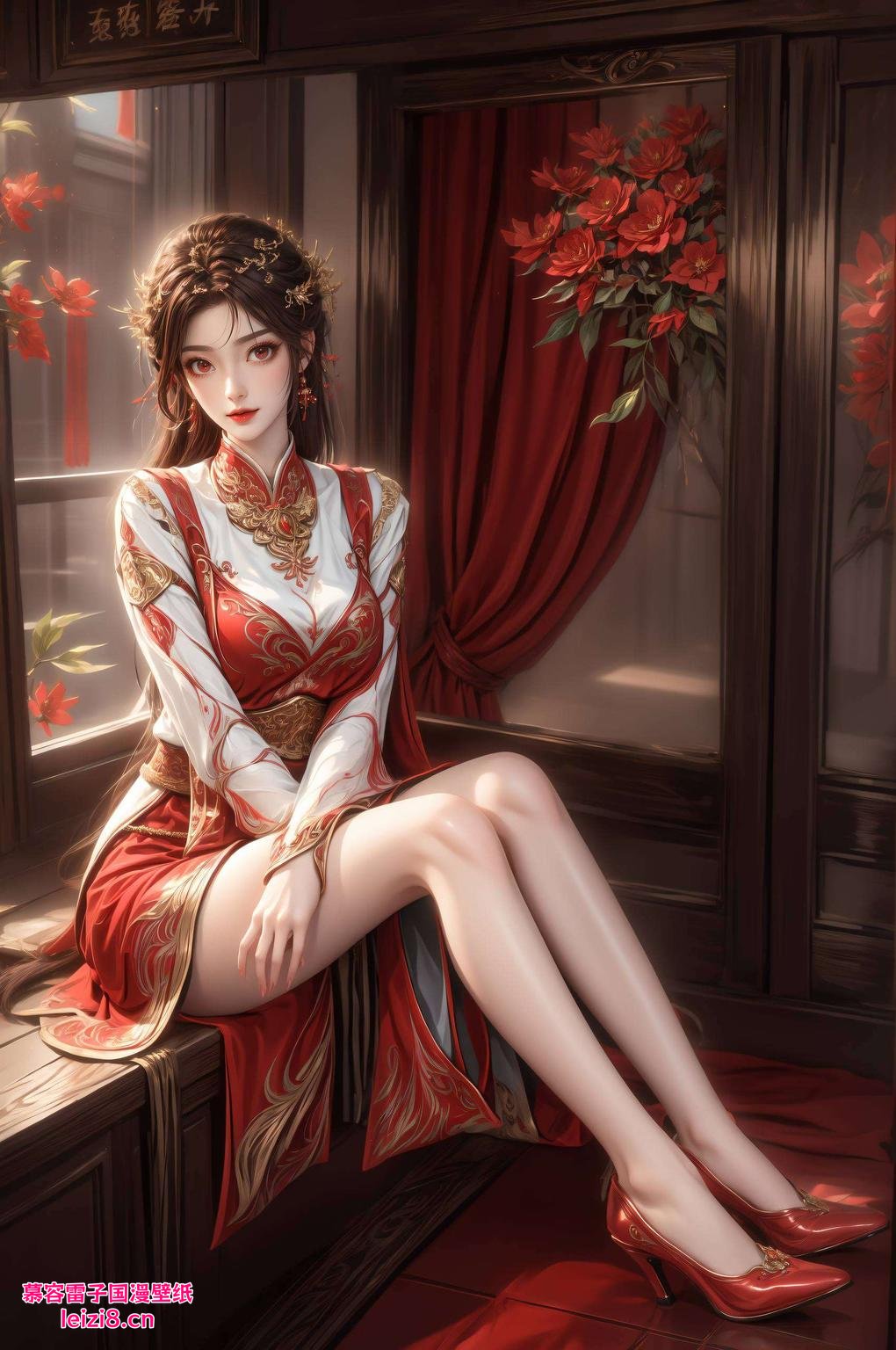 灵气逼人火红衣裳映衬绿意盎然