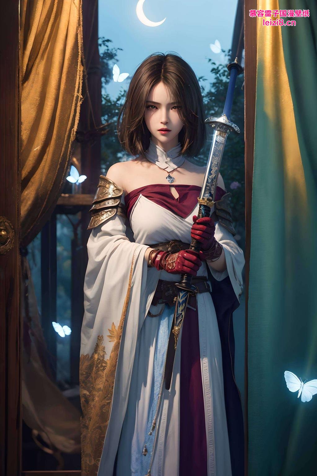 免费下载绿色背景映衬着她的优雅身姿