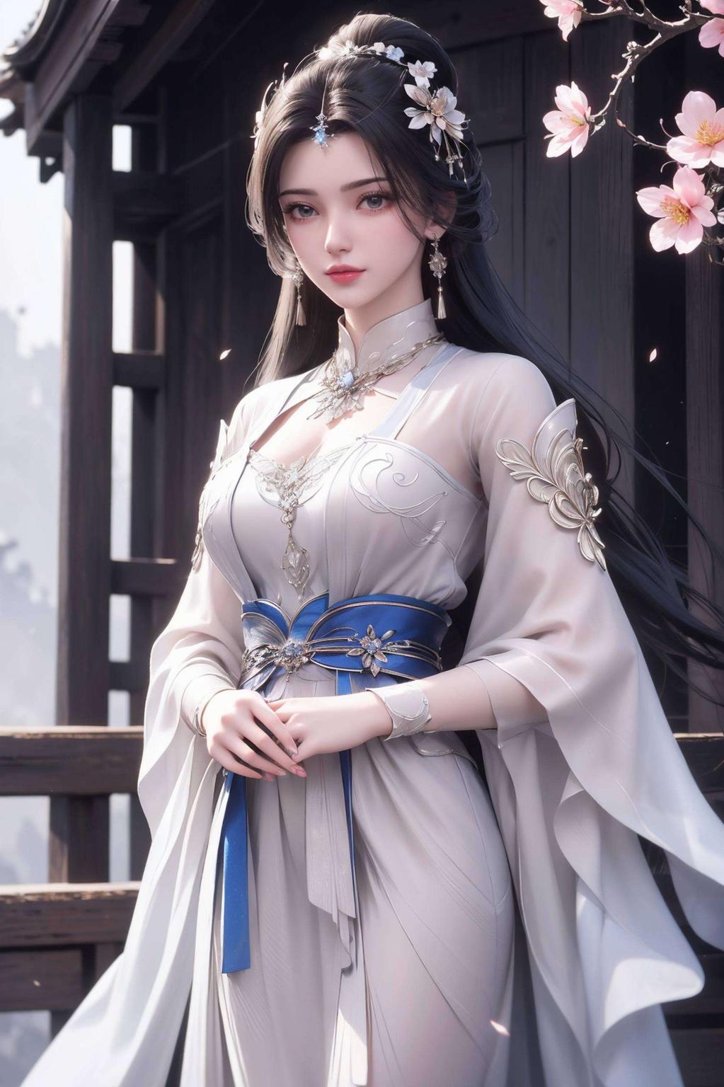 以李慕婉的倩影为主题淡雅的水墨风