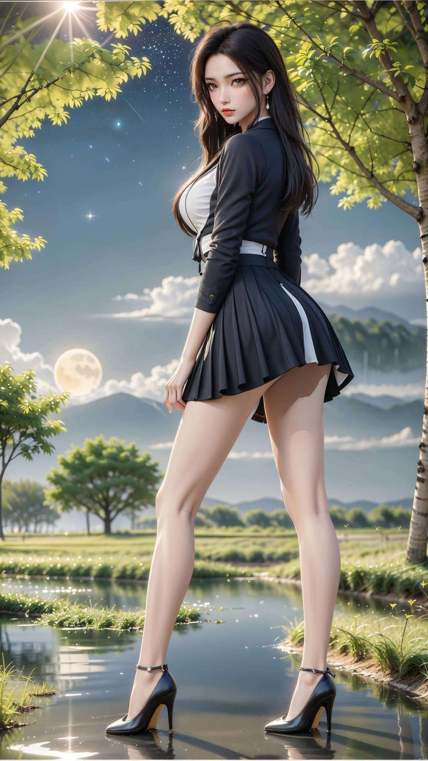 和她飘逸的衣袂相映成趣简直美得不像话！”