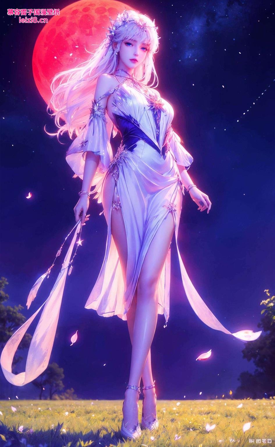 月光下的浪漫龙皓晨与圣采儿情侣壁纸