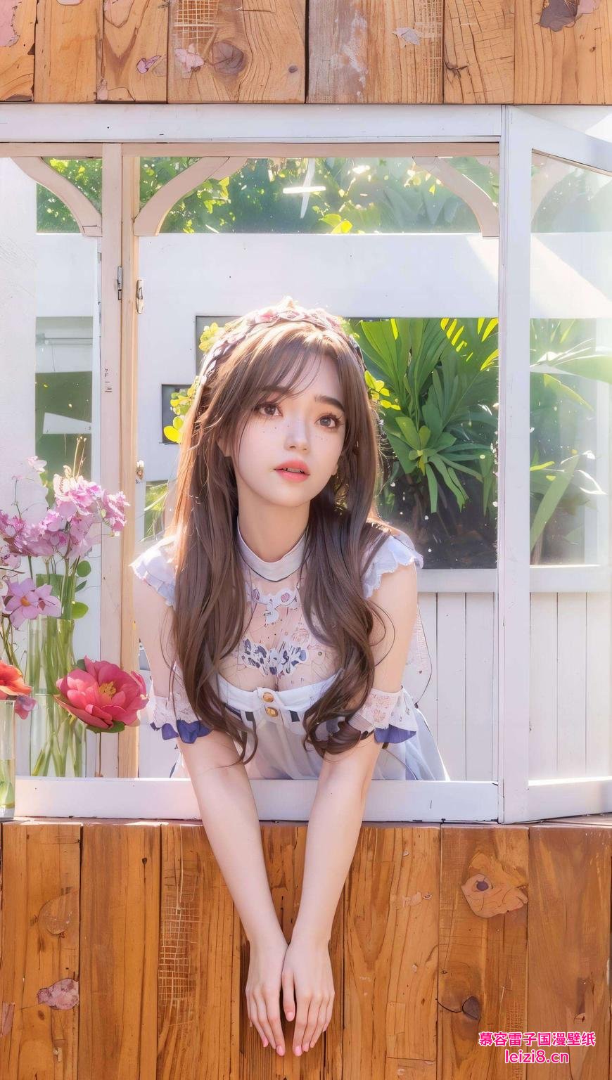 烟雨朦胧中一抹清丽倩影倚栏而立