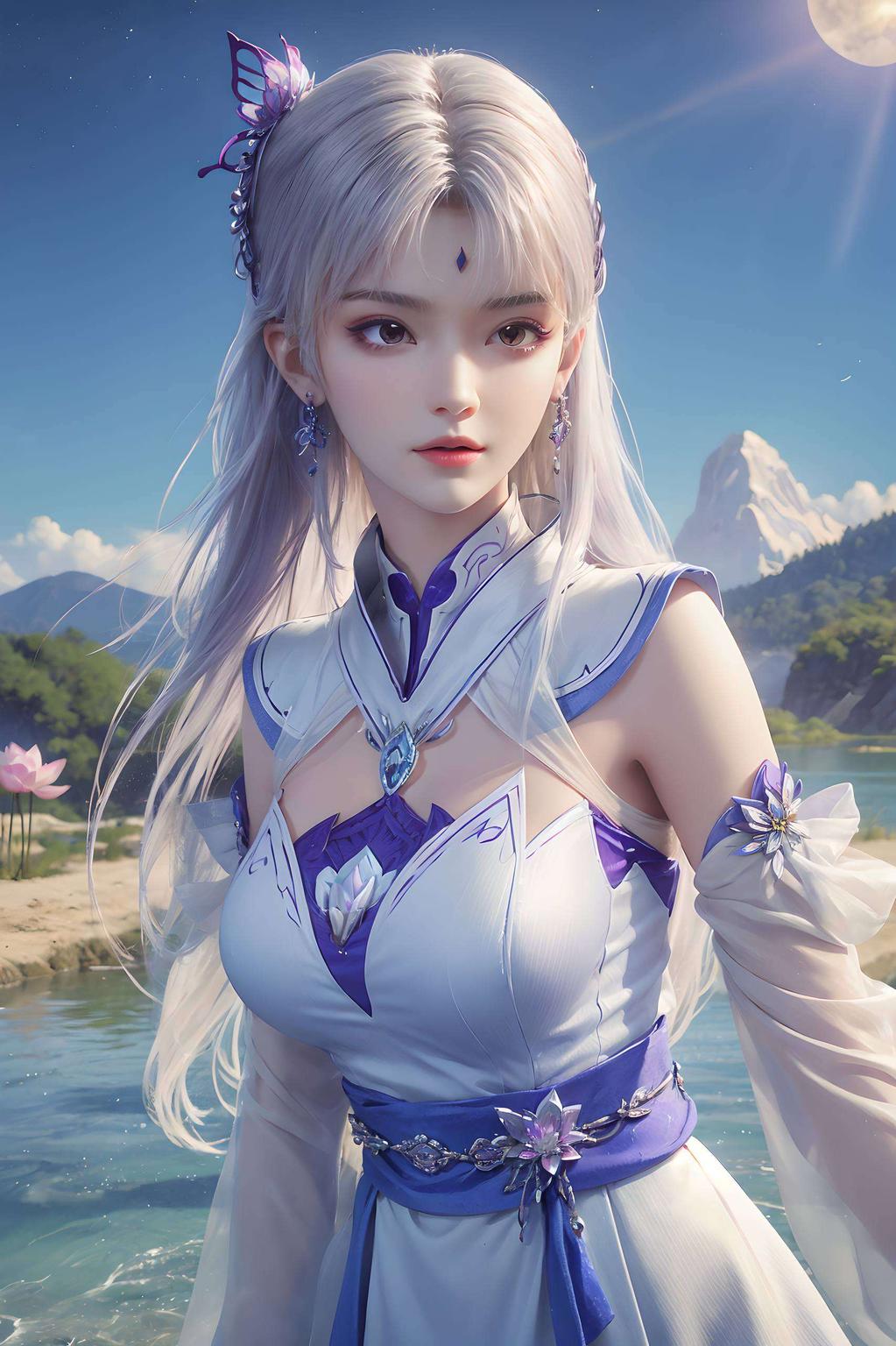 小医仙身着一袭粉色长裙粉色调营造出浪漫氛围