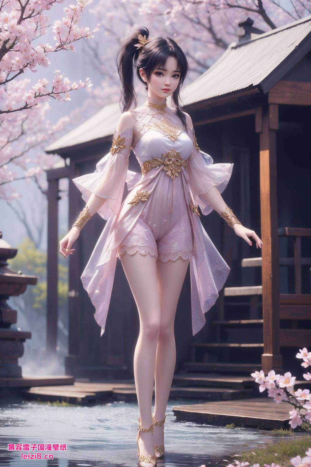 紫妍身着飘逸长裙置身于梦幻的花海之中